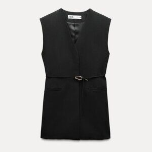 Zara black vest with toggle belt - size medium